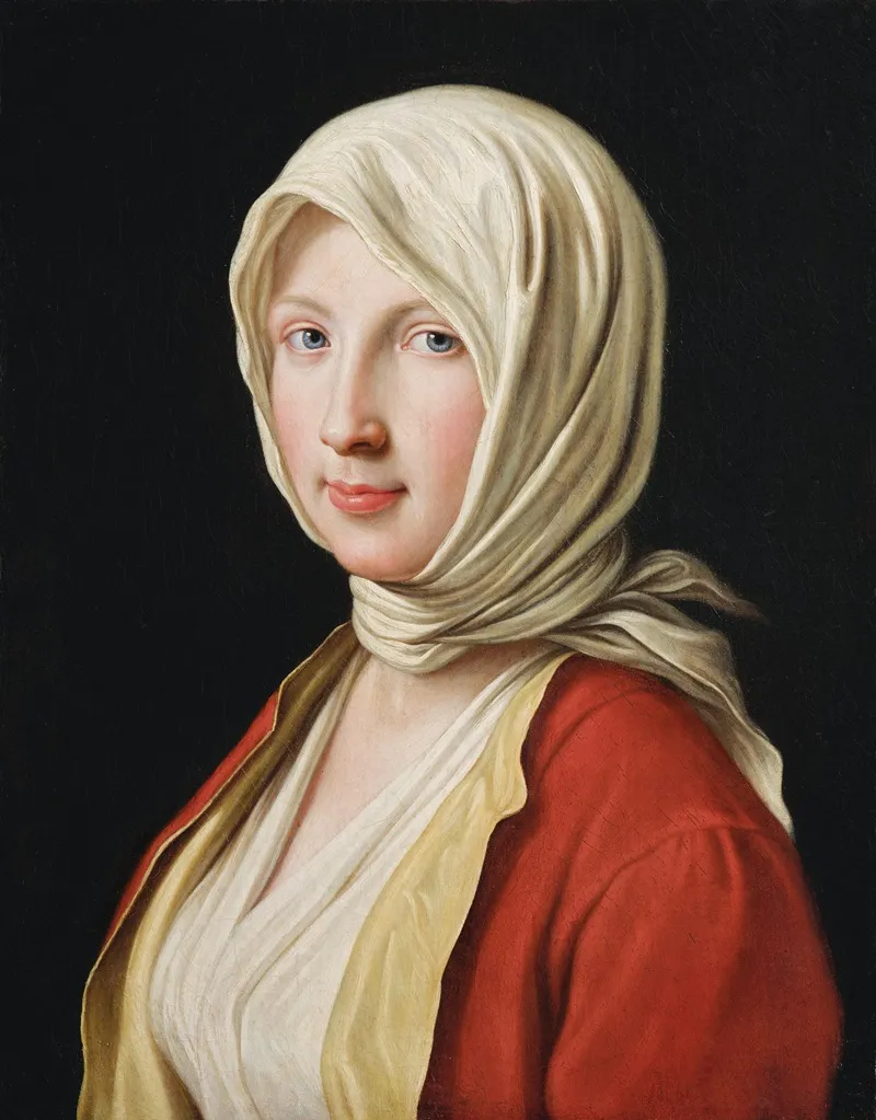 Portrait Of A Girl In A White Headscarf Wall Art by Pietro Rotari - High-Resolution Digital Print