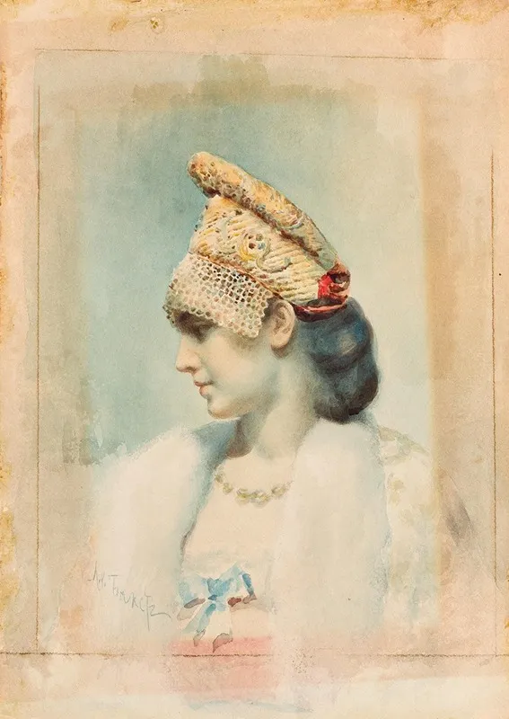 Portrait Of A Girl Wearing A Kokoshnik In Profile