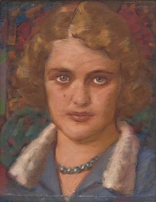 Portrait Of A Girl With Beads Wall Art by Milan Thomka Mitrovský - High-Resolution Digital Print