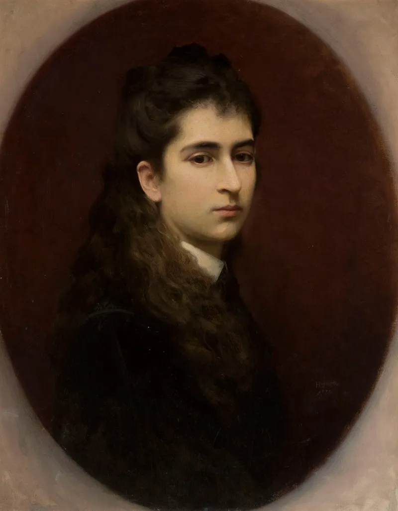 Portrait Of A Girl With Loose Hair Wall Art by Leopold Horowitz - High-Resolution Digital Print