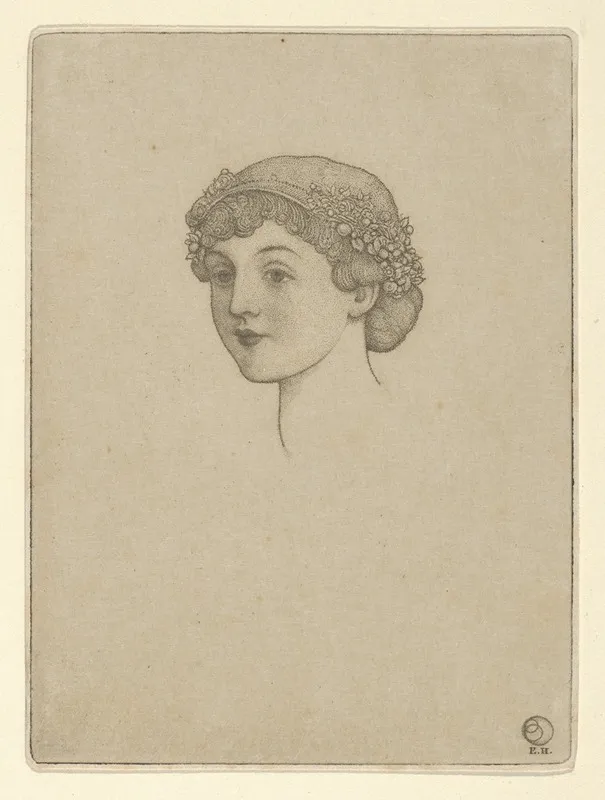 Portrait Of A Girls Head With Flowers In Her Hair