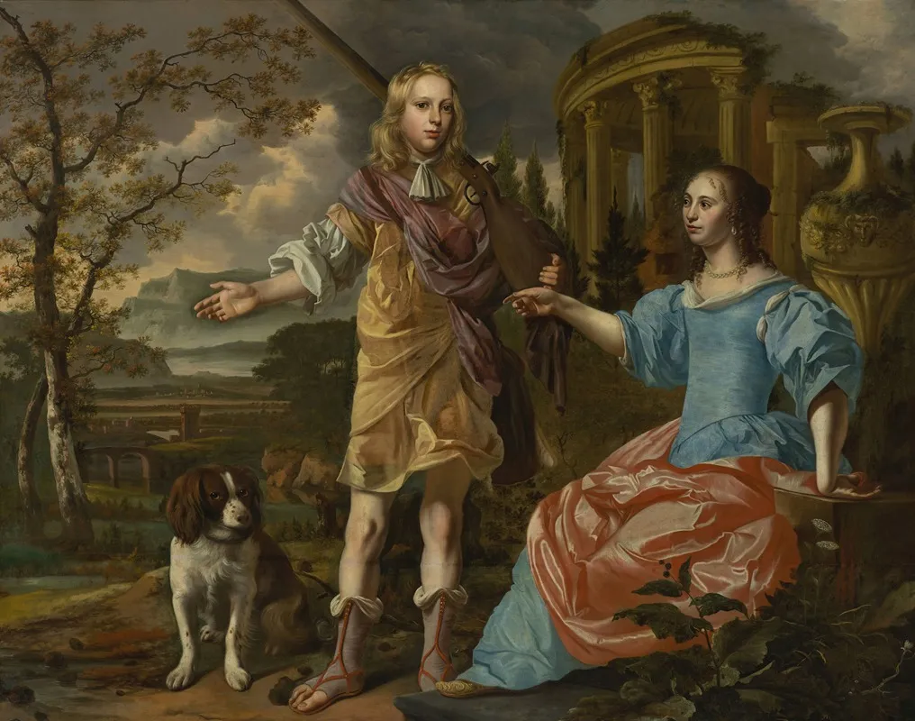 Portrait Of A Hunter With A Lady Wall Art by Christoffel Pierson - High-Resolution Digital Print