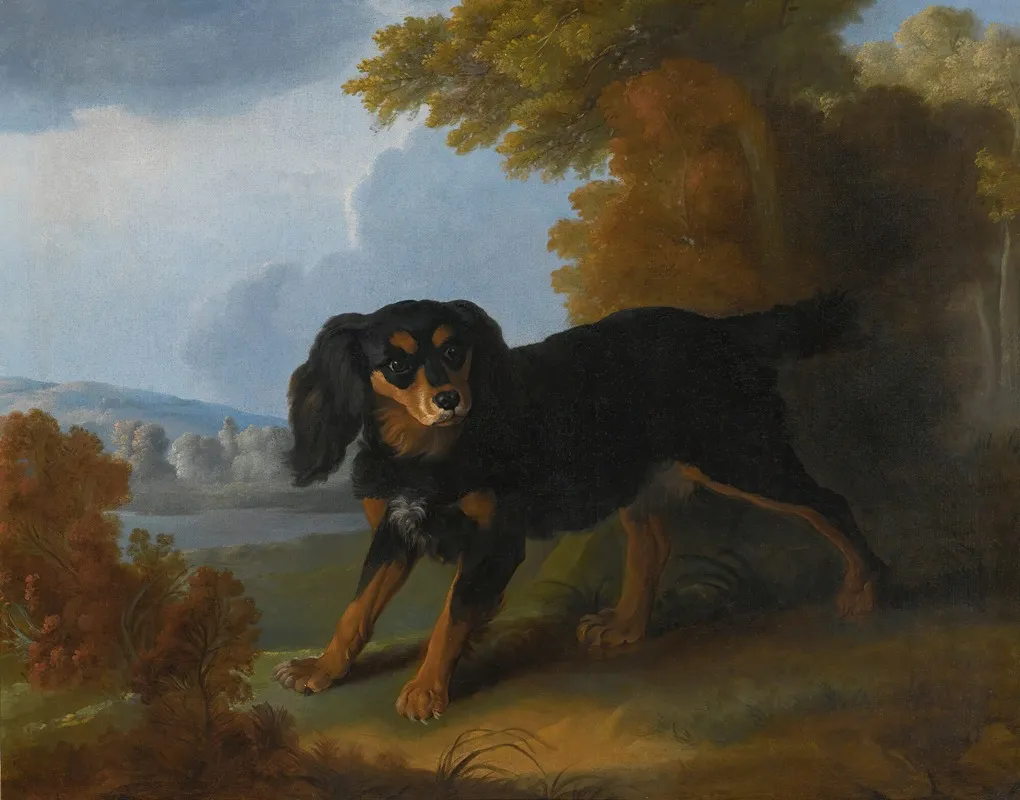 Portrait Of A King Charles Spaniel In A Landscape Wall Art by Christophe Huet - High-Resolution Digital Print