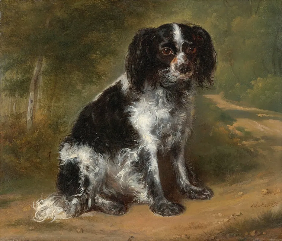 Portrait Of A King Charles Spaniel Wall Art by Jules Léonard Schmitz - High-Resolution Digital Print