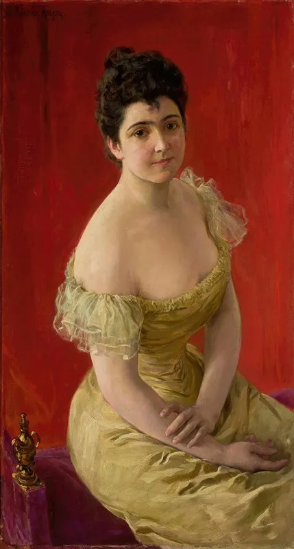 Portrait Of A Lady 222 Wall Art by Józef Męcina-Krzesz - High-Resolution Digital Print