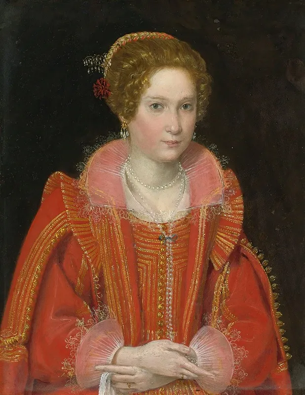 Portrait Of A Lady Half Length Dressed In Pink Wall Art by Ottavio Leoni - High-Resolution Digital Print