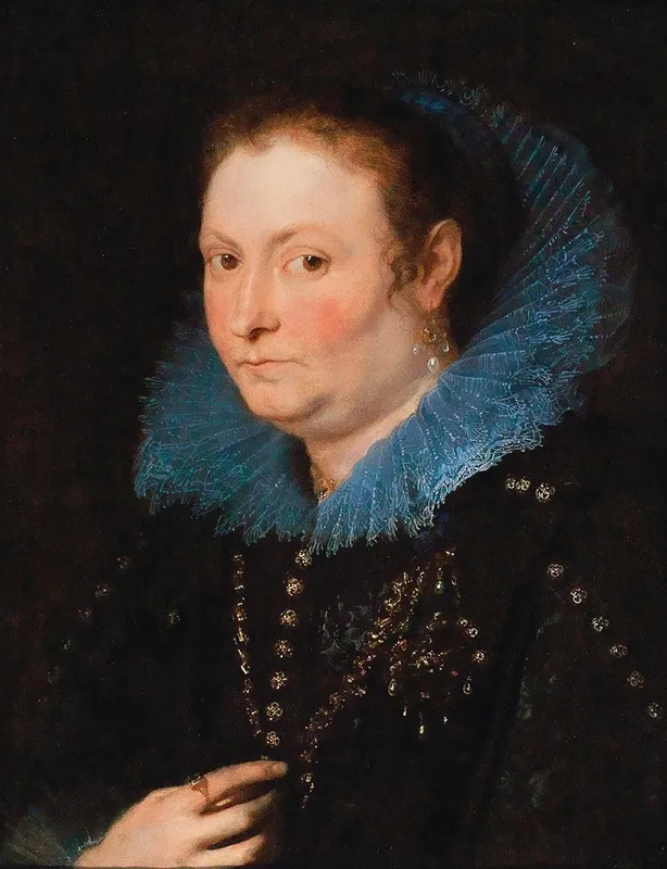 Portrait Of A Lady Half Length Said To Be A Genoese Noblewoman Wall Art by Anthony van Dyck - High-Resolution Digital Print