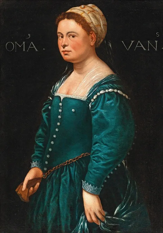 Portrait Of A Lady In A Green Dress Wall Art by Bernardino Licinio - High-Resolution Digital Print