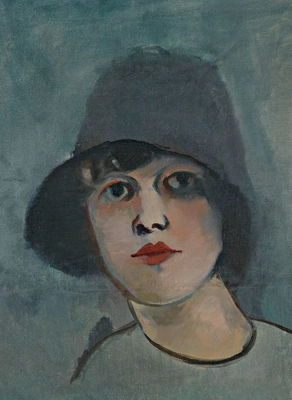 Portrait Of A Lady In A Hat Wall Art by Rudolf Kremlička - High-Resolution Digital Print