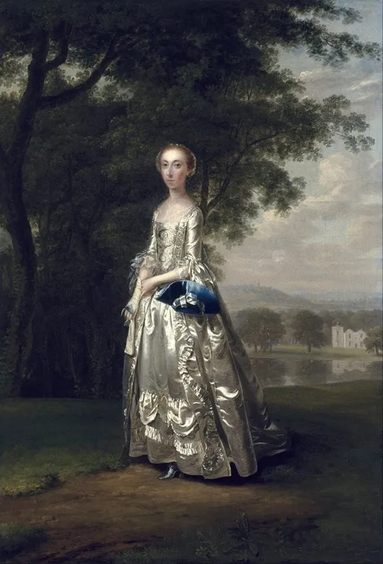 Portrait Of A Lady In A Landscape Wall Art by Arthur Devis - High-Resolution Digital Print
