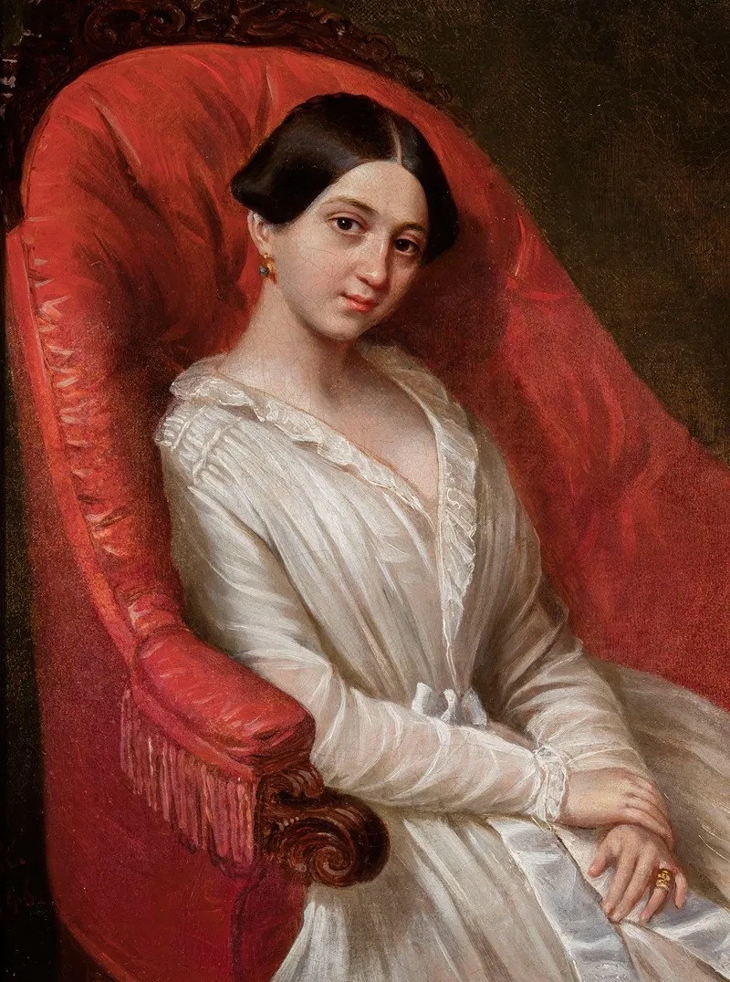 Portrait Of A Lady In A White Dress Wall Art by Ksawery Jan Kaniewski - High-Resolution Digital Print