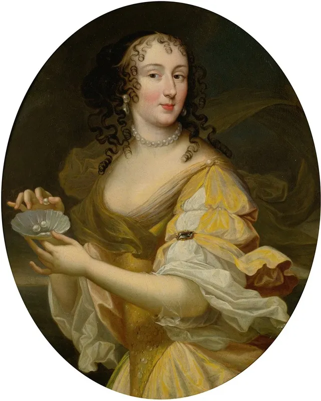 Portrait Of A Lady In Allegorical Guise Holding A Dish Of Pearls