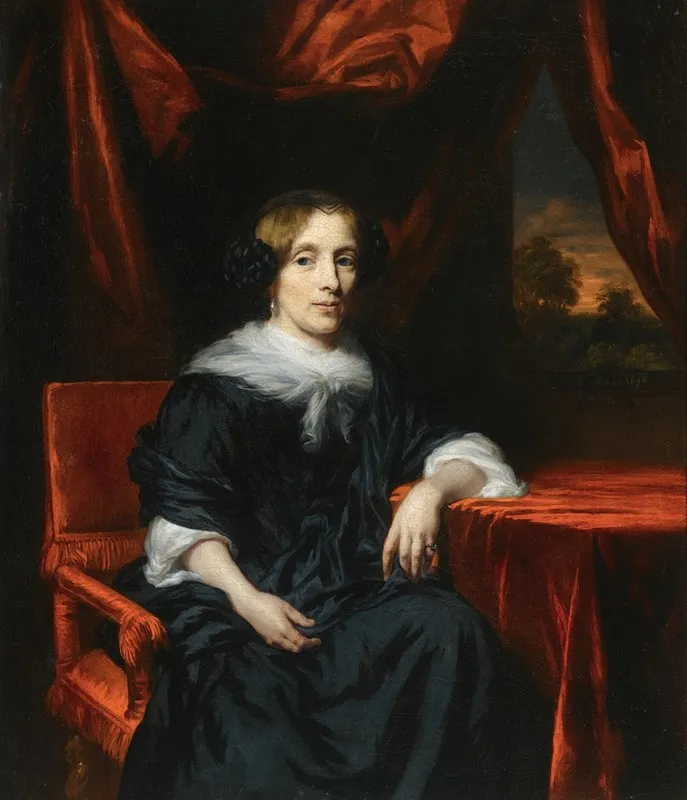 Portrait Of A Lady In Black Dress Wall Art by Nicolaes Maes - High-Resolution Digital Print