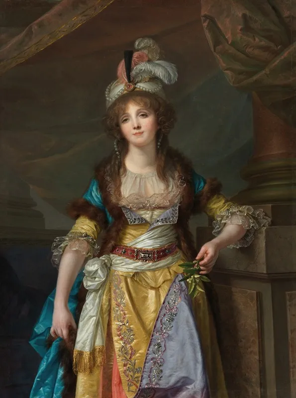Portrait Of A Lady In Turkish Fancy Dress Wall Art by Jean-Baptiste Greuze - High-Resolution Digital Print