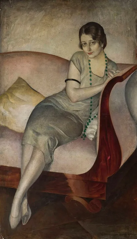 Portrait Of A Lady On A Couch Wall Art by Jan Rudnicki - High-Resolution Digital Print