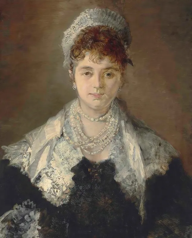 Portrait Of A Lady Possibly Johanna Hanna Elisabeth Maria Von Klinkosch Princess Aloys Of Liechtenstein Wall Art by Hans Makart - High-Resolution Digital Print