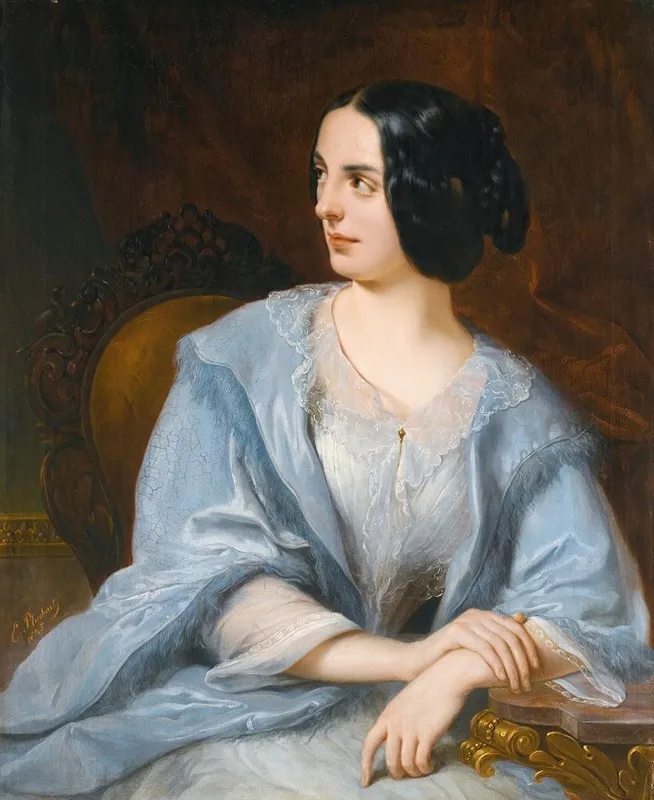 Portrait Of A Lady Said To Be The Actress Vera Samoilova Wall Art by Henri-Eugène Pluchart - High-Resolution Digital Print