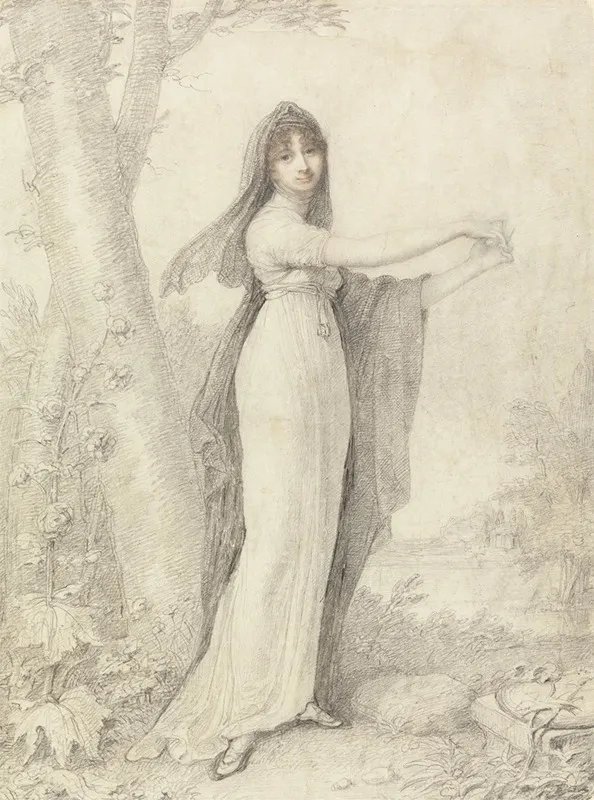 Portrait Of A Lady Standing Near A Lake