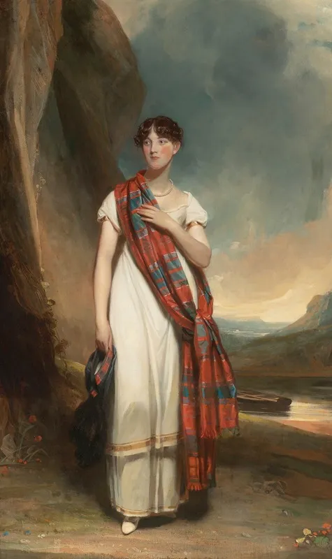 Portrait Of A Lady Wearing Plaid In A Landscape Wall Art by John Watson Gordon - High-Resolution Digital Print