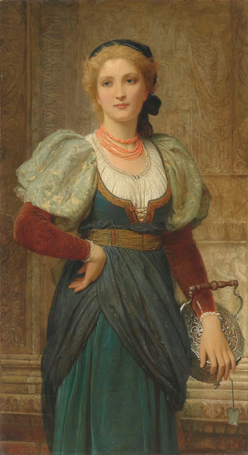 Portrait Of A Lady With A Coral Necklace Wall Art by Charles Edward Perugini - High-Resolution Digital Print