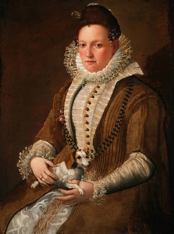 Portrait Of A Lady With A Dog Wall Art by Lavinia Fontana - High-Resolution Digital Print