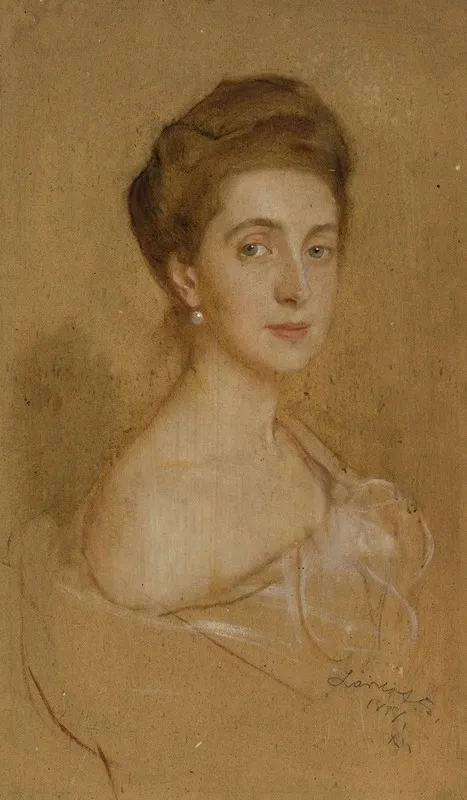 Portrait Of A Lady With A Pearl Wall Art by Philip Alexius de László - High-Resolution Digital Print