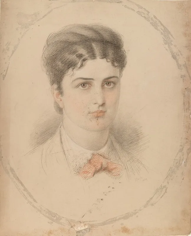 Portrait Of A Lady With A Red Bow Tie Wall Art by Henry Edward Doyle - High-Resolution Digital Print