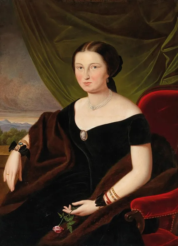 Portrait Of A Lady With A Rose Wall Art by Johann Joseph Reiner - High-Resolution Digital Print