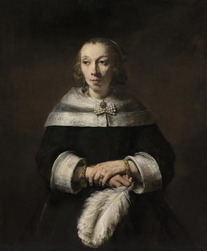 Portrait Of A Lady With An Ostrich Feather Fan