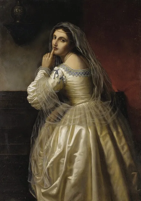 Portrait Of A Lady With Beautiful Veil Wall Art by European School - High-Resolution Digital Print