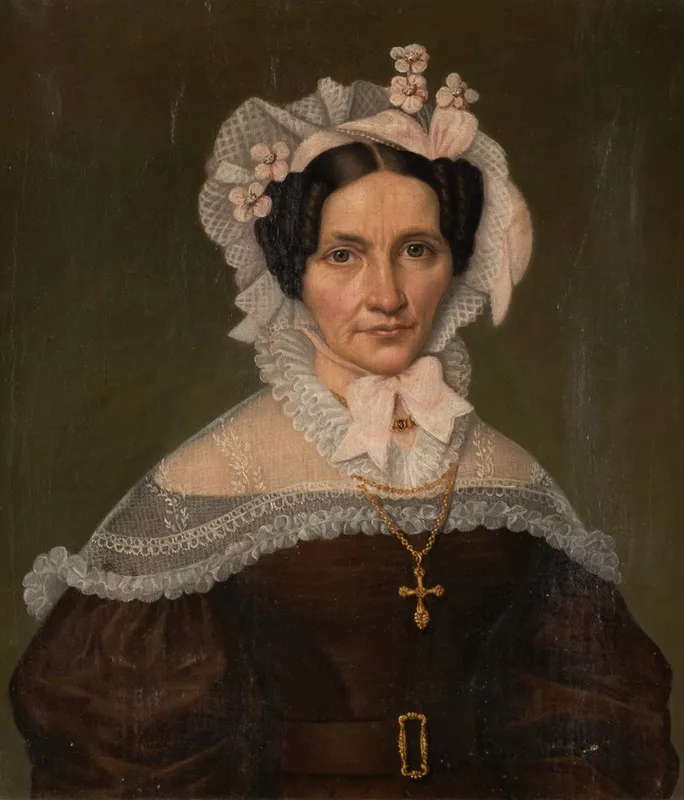 Portrait Of A Lady With Mobcap Wall Art by Friedrich Wilhelm Maul - High-Resolution Digital Print