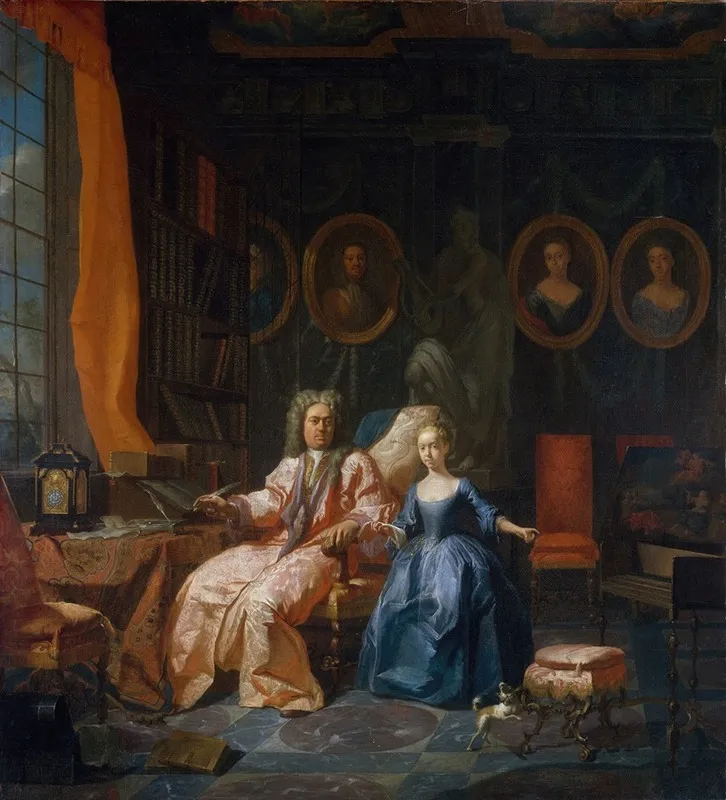 Portrait Of A Man And His Daughter Wall Art by Jan Carel Vierpeyl - High-Resolution Digital Print