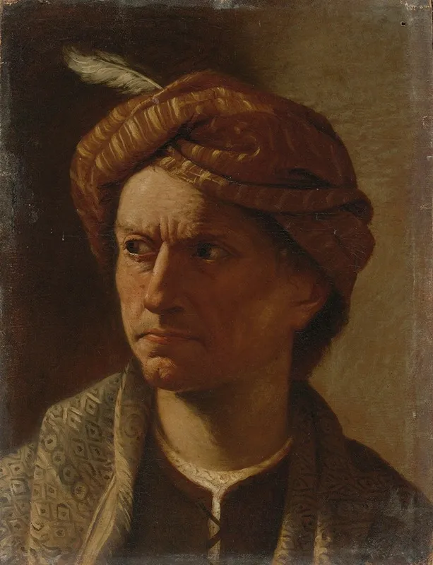 Portrait Of A Man Head And Shoulders Wearing A Turban Wall Art by Pietro Paolini - High-Resolution Digital Print