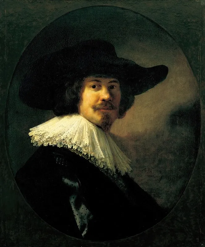 Portrait Of A Man In A Broad Brimmed Hat 2 Wall Art by Rembrandt van Rijn - High-Resolution Digital Print