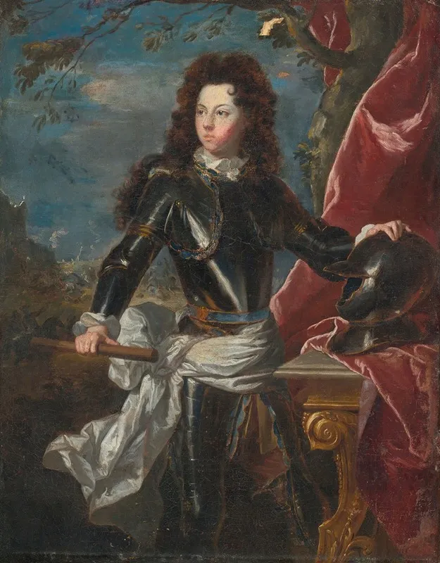 Portrait Of A Man In Armour Wall Art by Workshop of Hyacinthe Rigaud - High-Resolution Digital Print