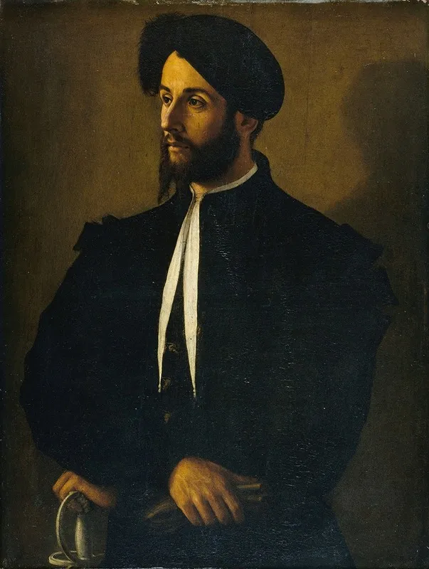 Portrait Of A Man In Black Wall Art by Emilian School - High-Resolution Digital Print