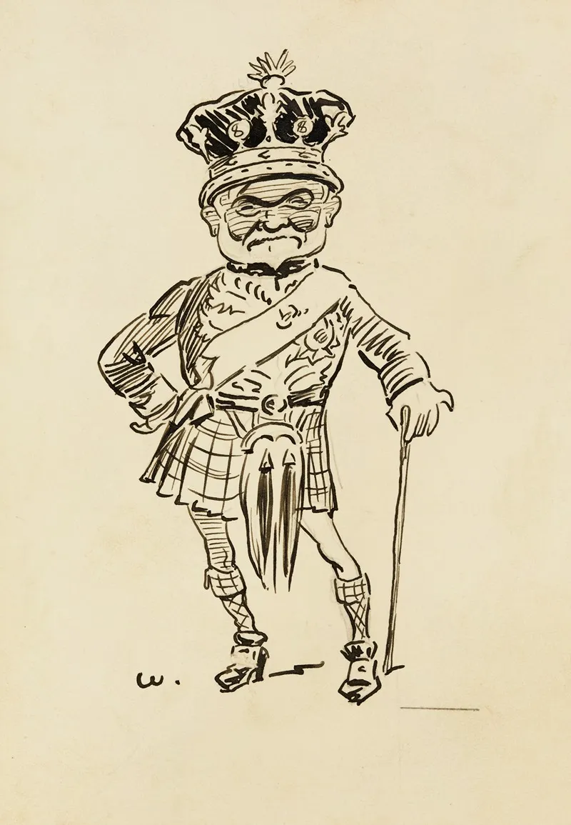Portrait Of A Man In Scottish Kilt And Crown Probably Andrew Carnegie