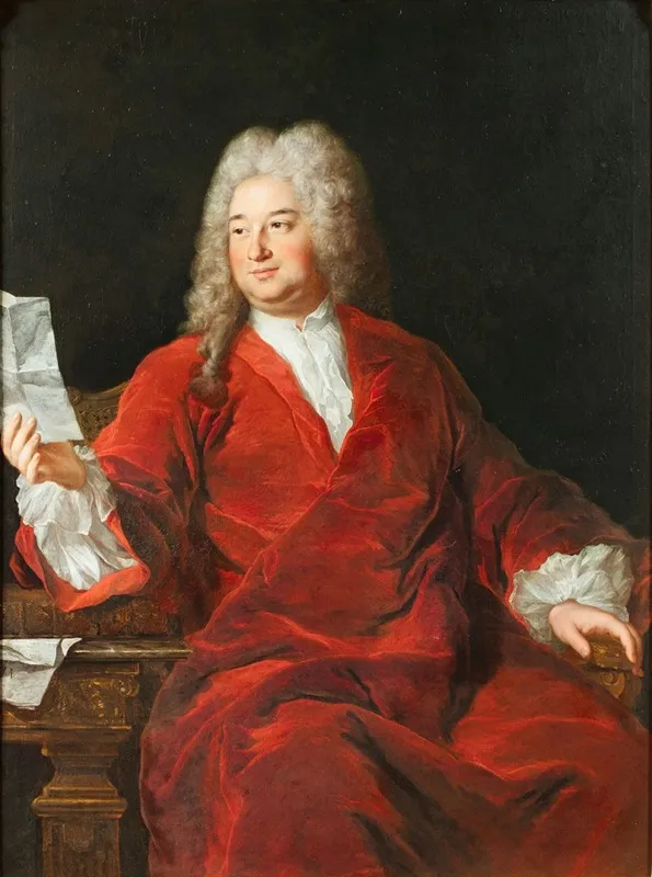 Portrait Of A Man Seated Wearing A Red Coat And Holding A Letter Wall Art by Alexis Simon Belle - High-Resolution Digital Print