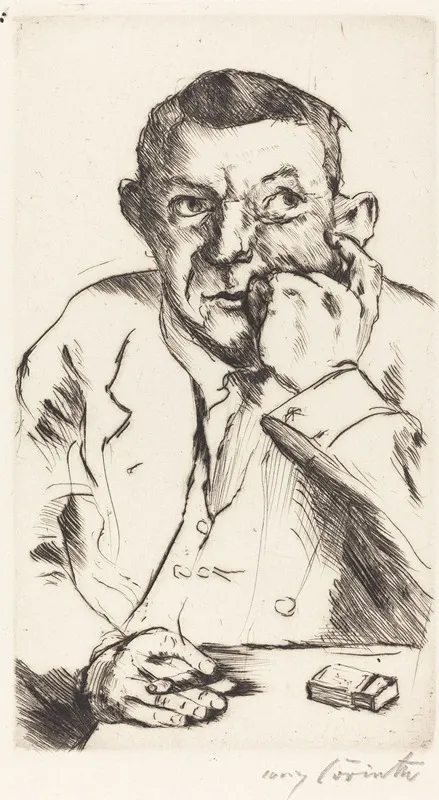 Portrait Of A Man Smoking Mannliches Bildnis Mit Aufgestutztem Arm Wall Art by Lovis Corinth - High-Resolution Digital Print