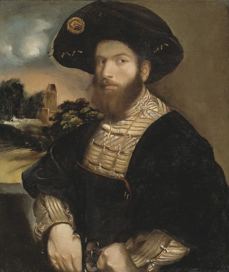 Portrait Of A Man Wearing A Black Beret Wall Art by Dosso Dossi - High-Resolution Digital Print