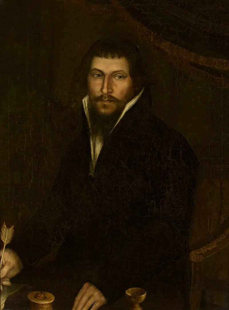Portrait Of A Man With A Goose Quill In His Hand Wall Art by Nikolay Argunov - High-Resolution Digital Print