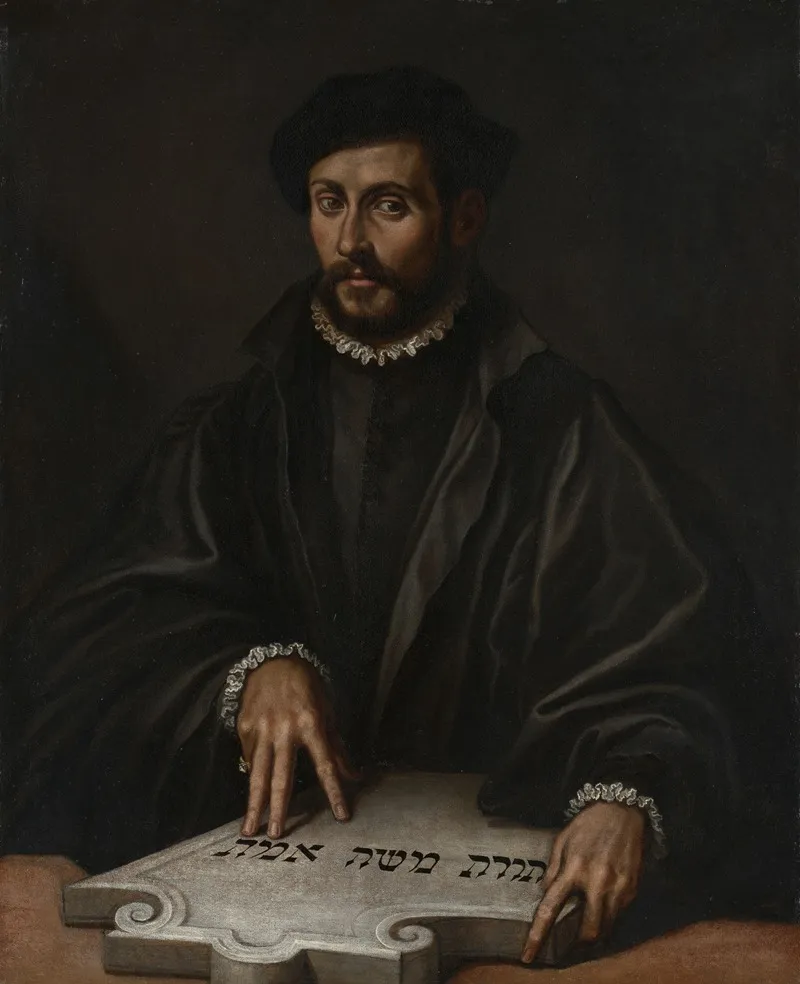 Portrait Of A Man With A Hebrew Tablet Wall Art by Antonio Campi - High-Resolution Digital Print