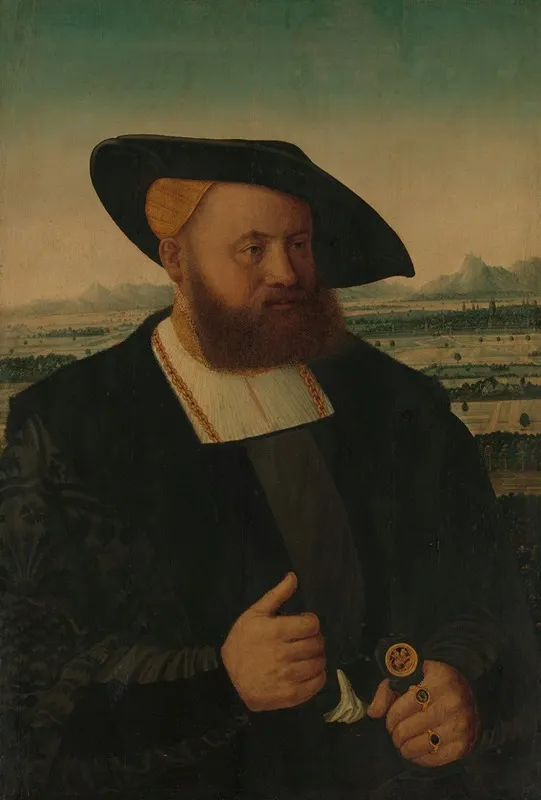 Portrait Of A Man With A Moors Head On His Signet Ring Wall Art by Conrad Faber von Kreuznach - High-Resolution Digital Print