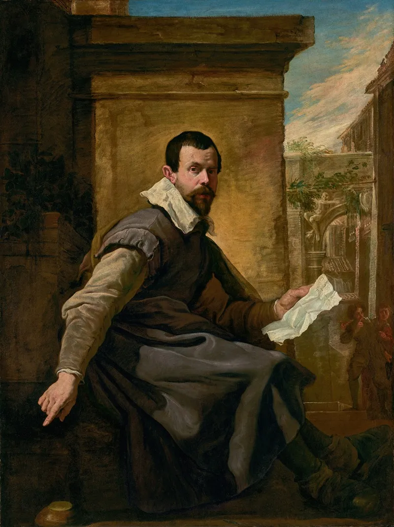 Portrait Of A Man With A Sheet Of Music Wall Art by Domenico Fetti - High-Resolution Digital Print