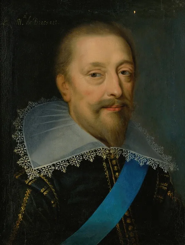 Portrait Of A Man With Blue Sash Wall Art by Claude Déruet - High-Resolution Digital Print