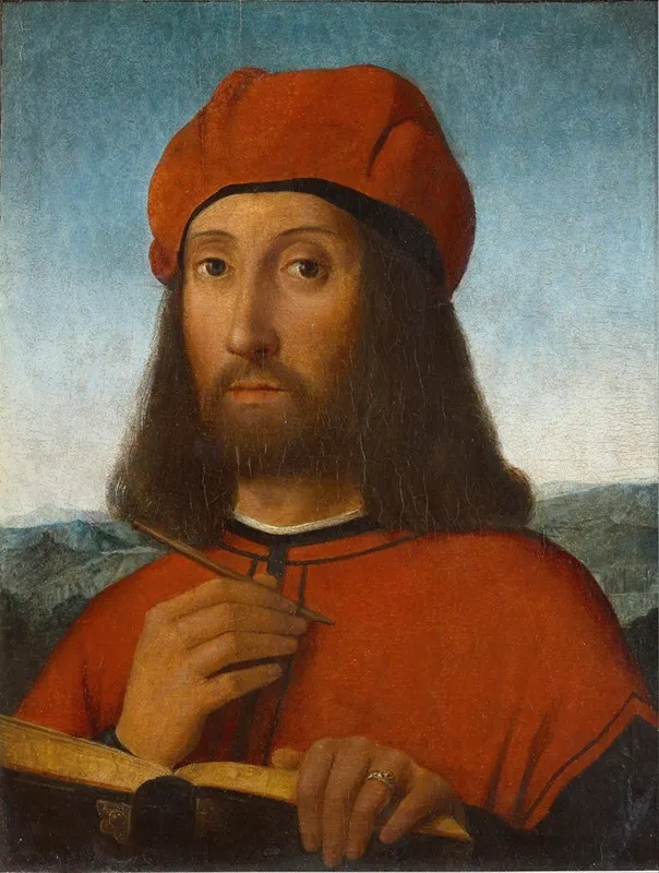 Portrait Of A Man With Red Beret And Book Wall Art by Antonio De Saliba - High-Resolution Digital Print