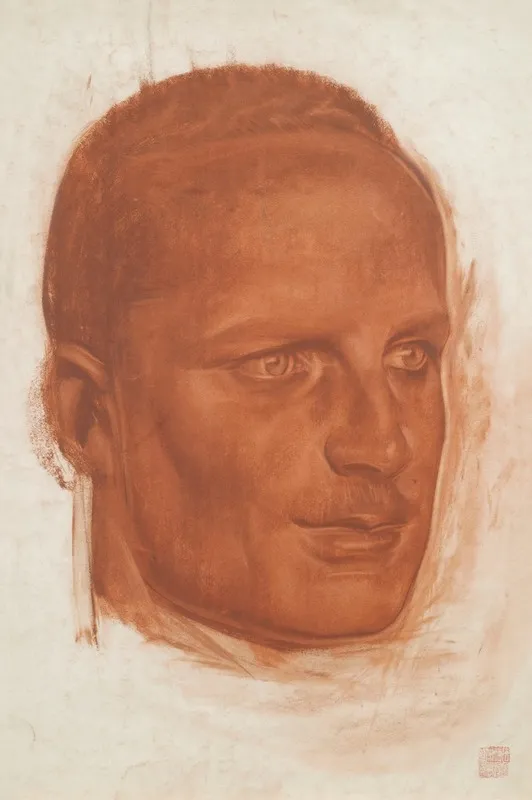 Portrait Of A Member Of The Croisiere Jaune Expedition Team Wall Art by Alexandre Jacovleff - High-Resolution Digital Print