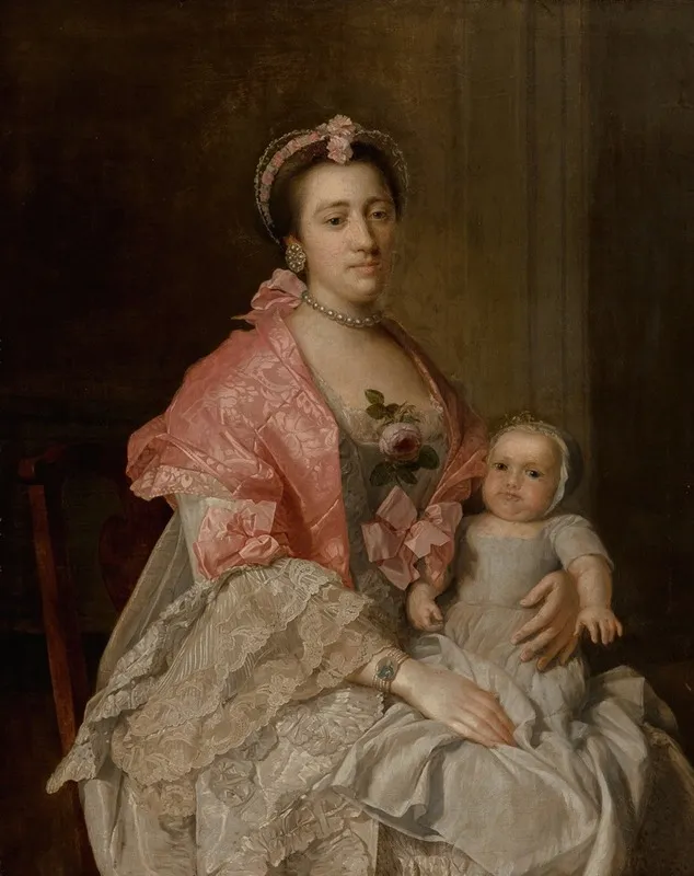 Portrait Of A Mother An Her Child Wall Art by Studio of Allan Ramsay - High-Resolution Digital Print
