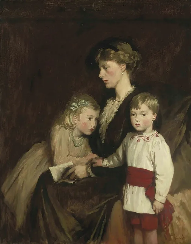 Portrait Of A Mother And Children Wall Art by Glyn Warren Philpot - High-Resolution Digital Print