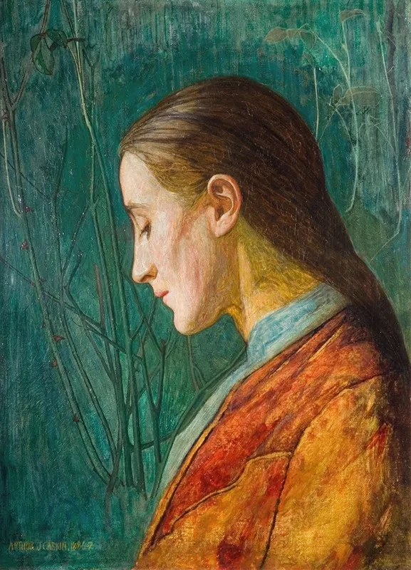 Portrait Of A Reflective Lady Wall Art by Arthur Joseph Gaskin - High-Resolution Digital Print